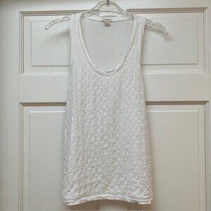 J. Crew Factory White eyelet overlay scoop neck tank top XS